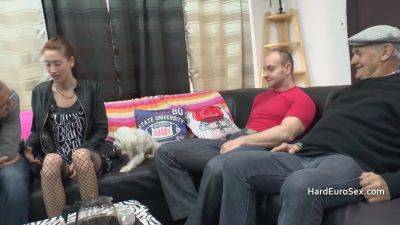 Skinny Redhead has a Foursome with Anal - hotmovs.com