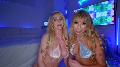 Busty Blonde - Two Busty Blonde Sluts Ride Cock - hotmovs.com