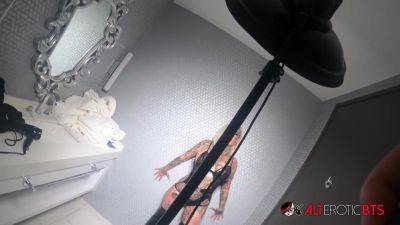 Evilyn Ink Grey Bathroom Photoset BTS - AltErotic - hotmovs.com