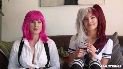 Mila Monet - Abigaiil, Mila, & Malina get freaky in Halloween costume with Brandy & work hard on her tight pussy! - sexu.com