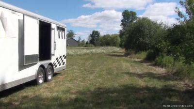 Watch as busty wife gets stuffed in front of her hubby's truck while his truck is right in front of them - sexu.com