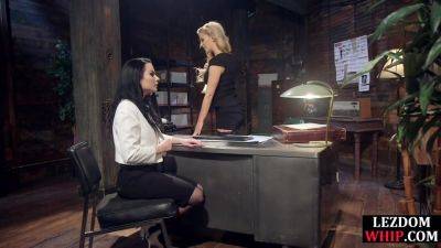 Dominant lesbian seduces trapped slut b4 spanking her - hotmovs.com