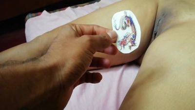 Dragon Tattoo On Thigh Near Pussy With 18 Years - desi-porntube.com - India