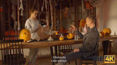 Charlie Dean gets a hot creampie in his pumpkin spice pussy during a Halloween party - sexu.com