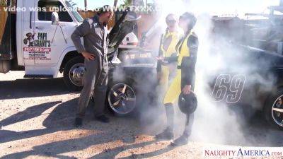 Karlee Grey And Dillion Harper In Cuties Are Having Car Issue But Have No Moolah For A Tow - Time To Improvise! - hotmovs.com