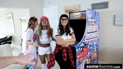 Violet Myers - Violet Myers, Evi Rei, and Avery Moon worship the massive joystick in this steamy triple-bignal action! - sexu.com