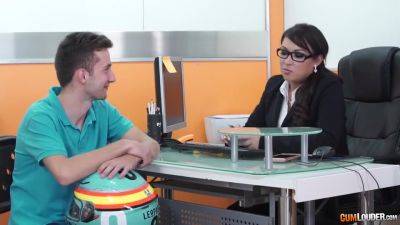 Sara May In Busty Bank Account Manager Fucks Her Client - hotmovs.com