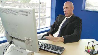 Bald Dude Fucking A Blonde Secretary In The Office - hotmovs.com