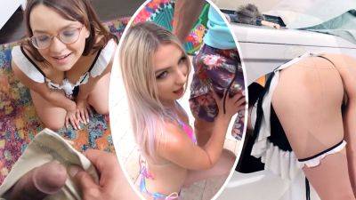 Watch this skinny teen teen get wild with her washing machine and twerking skills - sexu.com