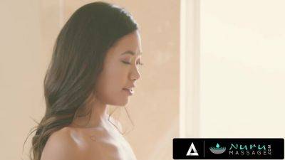 NURU MASSAGE - Cute Vina Sky Rides Her Client Cock With Her Tight Pussy During Slippery Massage - hotmovs.com