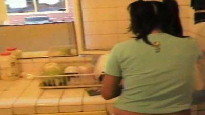Latina Teen Areli gets fucked in the kitchen - drtuber.com