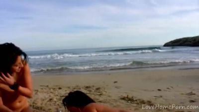 Lucky Guy Bangs Two Exotic Beauties On Beach - videooxxx.com