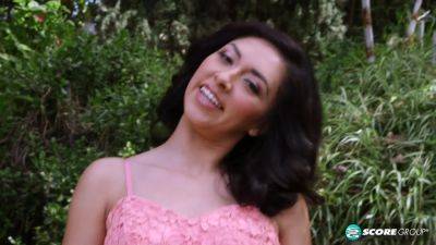 Beautiful And Bashful Brunette Kara Is A Nervous 20something Who Does A Striptease And A Masturbation Show Outdoors. - hotmovs.com