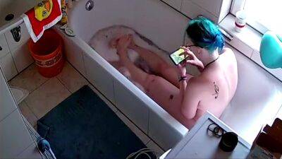 Caught Sexting In The Tub Again - voyeurhit.com