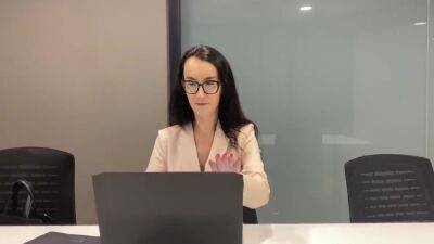 The Secretary Jerks Off A Wet Pussy Under The Table Right In The Office - voyeurhit.com