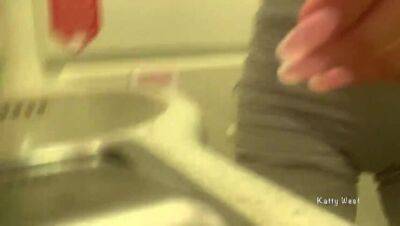 Risky Pee and Masturbation on Airplane toilet - veryfreeporn.com