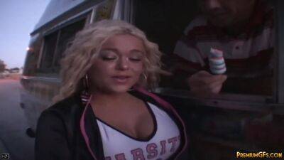 Busty Crista licking popsicle and Fucking in Van - hotmovs.com