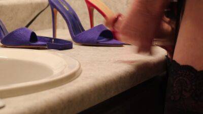 Blue & Pink slide mules Jack off, Cum, Shoe fuck - txxx.com