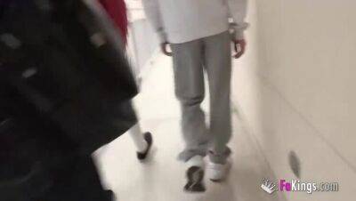 A hot teen tourist caught in the gate of a hostel by Jordi - porntry.com - Spain