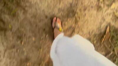 Little Kathy Pulls Over The Car And Pee Outside - upornia.com