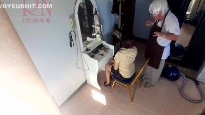 Camera In Nude Barbershop. Hairdresser Makes Undress Lady Ho Cut Her Hair. Barber, Nudism. Cam 21 - voyeurhit.com