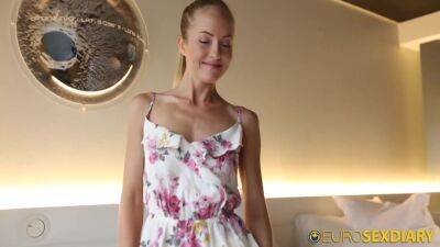 Skinny Blonde Euro Babe Leaks With Cum - hotmovs.com - Usa