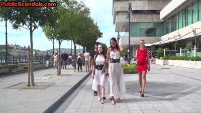 Submissive sluts fucked and humiliated in public orgy - hotmovs.com