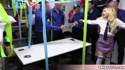 The New Security Guard Chick Gets A Gangbang Quickie Fuck Surprise From Her Fellow Mall Cops - upornia.com