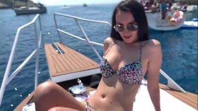 Hot Brunette In A Bikini Gets An Orgasm On Yacht Whith Lovense Control (vibrator In Pussy) - hotmovs.com
