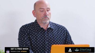 NURU MASSAGE - Sexy Redhead Masseuse April Snow Has To Gives A Nuru Massage To Her Pervy Roomate - hotmovs.com