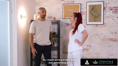 NURU MASSAGE - Sexy Redhead Masseuse April Snow Has To Gives A Nuru Massage To Her Pervy Roomate - hotmovs.com