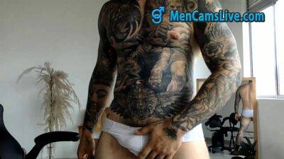 Colossal Black tattoo masturbating Part 2 doing a Cam Show - drtuber.com