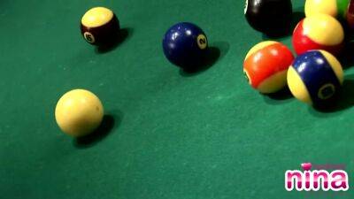 Pool and pussy play on the table - hotmovs.com