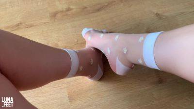 Showing My Feet In New Sexy White Nylon Socks - Amateur Foot Fetish - upornia.com