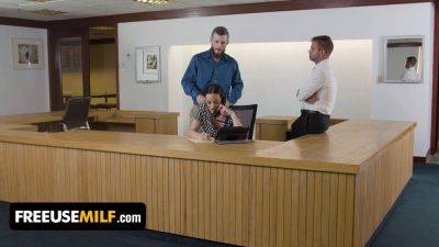 Sexy Receptionist Leila Larocco Pleases Her Colleagues with Her Big Tits & Ass in Office Vibrator Play - sexu.com - Usa