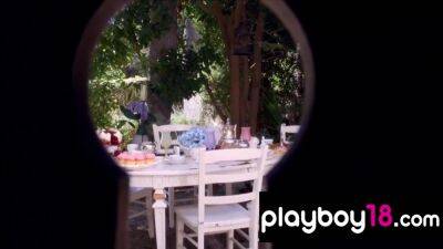 Olivia - Olivia Paige In Bombastic All Natural Blondie Stripping In The Woods - upornia.com