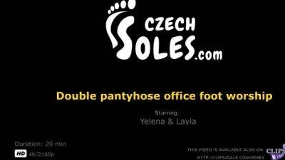 Czech Soles - Double pantyhose office foot worship - drtuber.com - Czech Republic