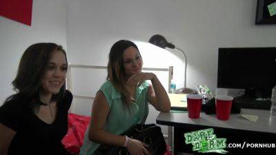 Trinity Rae & Kiara Knight take on a group of college sluts in a wild orgy - sexu.com