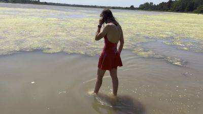 Wetlook Red - Wearing A Beautiful Red Dress That Floats On Water - upornia.com