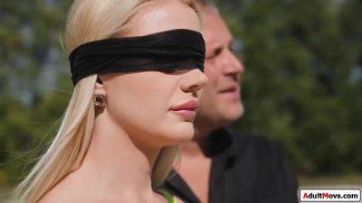 Busty Blonde - Blindfolded busty blonde Russian is the perfect gift for dp - txxx.com - Russia