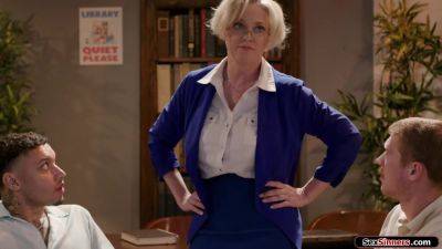 Are you two really jerking off your big cocks in my library - txxx.com