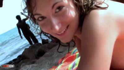 Wild Threesome At The Beach With And - hclips.com