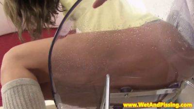 Sindy Vega gets off with a kinky dildo after peeing in tight panties - sexu.com