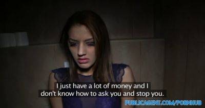 Aylin Diamond, the hot brunette, fucks in public toilet & takes a creampie - sexu.com - Romania