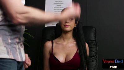 Voyeur CFNM femdom babe in office seducing wanker dude - txxx.com - Britain