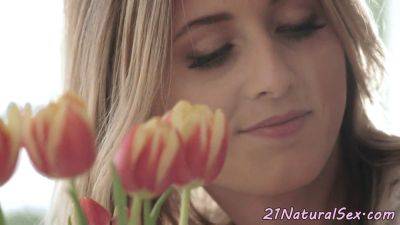 Classy European beauty in a romantic doggystyle pose - sexu.com