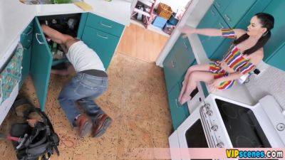 Stepsis Acrobatic Style Quickie Fuck With The Plumber - hotmovs.com