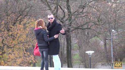 Red chick trades sex for cash in front of her BF while her cuckold boyfriend watches - sexu.com