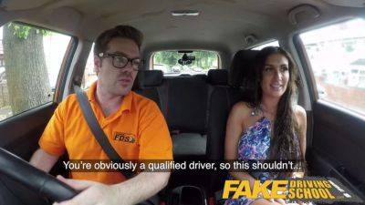 Princess Jasmin's loud orgasm during fake driving school with rough car sex and public banging - sexu.com - Britain