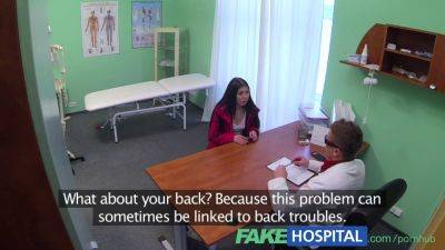 Hot brunette patient moans in pleasure while being examined in hospital by a nurse - sexu.com